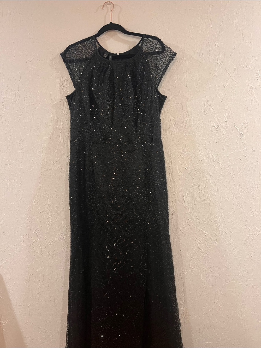 Mango Black Sequin Lace Maxi Dress